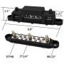 Mofeez Bus Bar -3x1/4” Post, 10x#8 Screw Terminal Power Distribution Block with Ring Terminals（Single-Black）