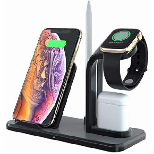 LA GUAPA Wireless Charger, Qi-Certified 10W Wireless Charging Station Stand Dock, Compatible with iPhone Wireless Charger iPhone 12/11 Pro Max/X Samsung Galaxy Note 10 Plus Huawei P40 Pro