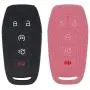 LemSa 2Pcs Keyless Entry Remote Car Smart Key Fob Outer Shell Cover Soft Rubber Protective Case for Ford F-150 F-450 Fusion Explorer Lincoln Fusion MKZ Mustang MKC Black/Pink
