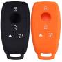 Lcyam Silicone Remote Key Fob Covers Smooth Soft Rubber Case Fits for Mercedes-Benz A220 E63S AMG E-Class GLE 350 4MATIC 2019 2020 2021 (Black Orange)