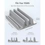 Vertical Laptop Stand - AboveTEK - 3 Slots for Computer, Tablet, Phone - Fits All Laptop Models （up to 17.3''） - Heavy Duty Polished Aluminum Desktop Holder - Anti Slide Silicone Grips - Silver