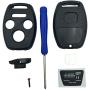 Key Fob Shell Case Fit for 4 Buttons Honda Accord Civic EX Pilot Keyless Entry Remote Car Key Housing Replacement with Free Screwdriver (Casing Only Without Blade) (Black)