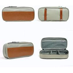 Leather Electronics Organizer, Waterproof Travel Cable Organizer Bag Carrying Pouch Storage Case for Cord, Phone, Chargers, Power Bank, Tech Gadgets (Greyish-Green)