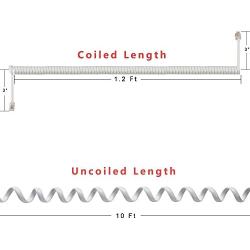 Pasow Telephone Handset Coil Cord Phone Reciever RJ9 Coiled Cable,Coiled Length 1.2 to 10 feet Uncoiled (White)