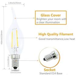 Lamsky E14 European Base LED Filament Candle Light Bulb,2W 2700K Warm White 200LM,C35 Bent Tip Flame Shape,20W Incandescent Equivalent,Non-dimmable,4 Pack