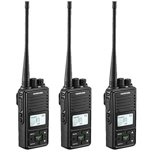 SAMCOM FPCN10A Two Way Radio Rechargeable Business UHF Handheld Walkie Talkie Long Range Radio with Double PTT, 3 Packs