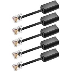 Telephone Cord Detangler, 5-Pack RFAdapter Black Anti-Tangle Phone Handset Cable 360 Degree Rotating Landline Swivel Cord