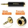 ANDUL 1/4 to 3.5mm Stereo Pure Copper Headphone Adapter,3.5mm(1/8) Plug Male to 6.35mm (1/4) Jack Female Stereo Adapter for Headphone, Amp Adapte, Black 2-Pack
