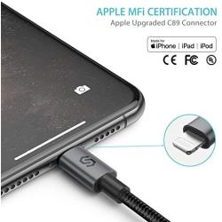 Syncwire iPhone Charger Lightning Cable 3ft [Apple MFI Certified] Upgraded Nylon-Braided High-Speed Charging&Sync Cord for iPhone 11/Xs Max/Xs/XR/X, 8 7 6s 6 Plus, SE 2020, iPad - Black