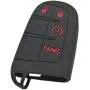 Coolbestda 2Pcs Rubber 3button + Panic Key Fob Cover Remote Skin Keyless Case Protector for Dodge Durango Journey Dart Challenger Jeep Renegade Fiat