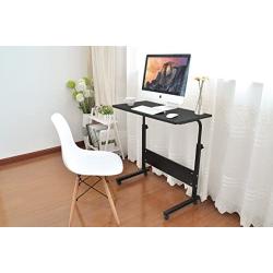 DOEWORKS Side Table, Adjustable Laptop Stand Portable Cart Tray Side Table, Black Studying Desk