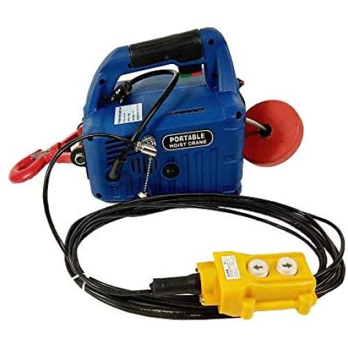 INTSUPERMAI Electric Hoist Crane 992 Lb Capacity 25 Ft Wire Cable Control Portable Household Electric Winch 110V Overhead Lift with Overload Protection