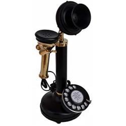 RETAILHOOKS Antique Replica Rotery Dial Home Decor Candlestick Functional Brass Finish Desk Telephone