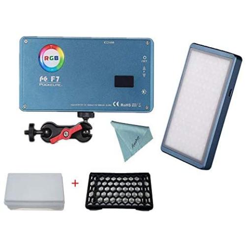 Falcon Eyes F7 12W RGB Led Light,with Honeycomb Grid and Softbox,CRI 97,2500K-9000K Adjustable with Magnet Adsorption Function, OLED Display,Multiple Scenario Mode