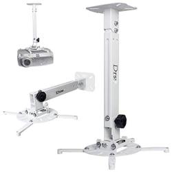 Drsn Upgraded Strong Universal Extending Drop Ceiling Projector Mount 16-25” Height Adjustable Projection Mount Projector Wall Mount Mounting Bracket White for Almost All Projectors