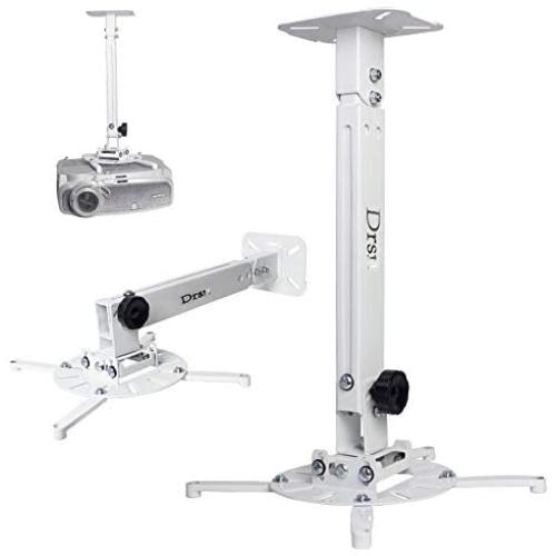 Drsn Upgraded Strong Universal Extending Drop Ceiling Projector Mount 16-25” Height Adjustable Projection Mount Projector Wall Mount Mounting Bracket White for Almost All Projectors