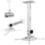Drsn Upgraded Strong Universal Extending Drop Ceiling Projector Mount 16-25” Height Adjustable Projection Mount Projector Wall Mount Mounting Bracket White for Almost All Projectors