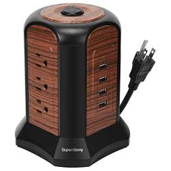 SUPERDANNY Power Strip Tower USB Surge Protector with 9 AC 4 USB Ports 9.8ft Multiple Electrical Outlet Extender Desktop Charging Station for Office Home Dorm Room