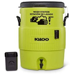 Igloo Portable 10 Gallon Plastic Camping, Worksite, and Sporting Event Handwash Hand Washing Station Water Dispenser Jug with Spigot and Soap Caddy