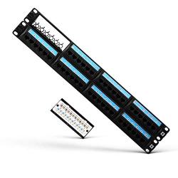 AMPCOM Industrial Series CAT6 48 Ports Patch Panel, Rack Mount - 2U, 19 inch, RJ45 Ethernet 568A 568B, 50u Gold Plated, with Rear Cable Management Bar