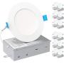 HYPERLITE 12 Pack 4Inch Ultra-Thin Downlight with Junction Box 9W Aluminum Canless LED Recessed Lighting IC Rated, 585Lm, Dimmable, 5000K Daylight, CRI>90, Recessed Slim LED Panel Lights - ETL&ES