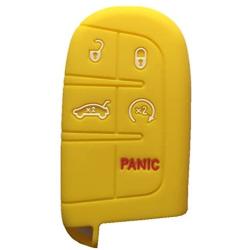 Yellow Key Case Cover Jacket Silicone Rubber Fob Keyless Remote Holder Skin fit for JEEP FIAT DODGE Smart Remote Key Case