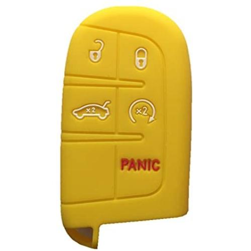 Yellow Key Case Cover Jacket Silicone Rubber Fob Keyless Remote Holder Skin fit for JEEP FIAT DODGE Smart Remote Key Case