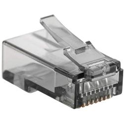 Monoprice 8P8C RJ45 Plug with Inserts for Solid Cat6 Ethernet Cable - Black (100 Pcs/Pack) Gold Plated Contacts, Model:139230