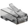 Monoprice 8P8C RJ45 Plug with Inserts for Solid Cat6 Ethernet Cable - Black (100 Pcs/Pack) Gold Plated Contacts, Model:139230