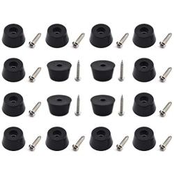 SDTC Tech 16-Pack Rubber Feet with Built in Stainless Steel Washer, Round Non-Slip Furniture Pads (25x20x13mm / D1xD2xH) with Screws for Cutting Board, Electronics, Amps, Cabinet, Chairs etc.