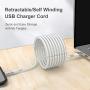 Magnetic Absorption Nano Data Cable,(1.8M/6FT) Super Organized USB Fast Charging Cord Self Winding Wire Portable Storage 360 Degree Coiling Magnets Retractable Compatible with i-Products