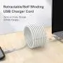 Magnetic Absorption Nano Data Cable,(1.8M/6FT) Super Organized USB Fast Charging Cord Self Winding Wire Portable Storage 360 Degree Coiling Magnets Retractable Compatible with i-Products