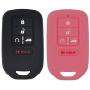 LemSa 2Pcs Keyless Entry Remote Car Smart Key Fob Outer Shell Cover Soft Rubber Protective Case for Honda Civic Accord Pilot CR-V Pilot EX EX-L 2019 2018 2017 2016 2015 A2C81642600, Black+Pink