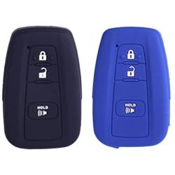 2Pcs XUHANG Sillicone key fob Skin key Cover Remote Case Protector Shell for 2016 2017 Prius 2018 2019 C-HR Smart Remote black blue