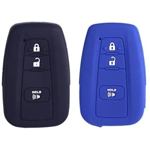 2Pcs XUHANG Sillicone key fob Skin key Cover Remote Case Protector Shell for 2016 2017 Prius 2018 2019 C-HR Smart Remote black blue