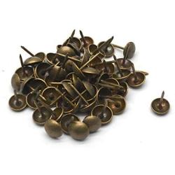 Antrader Upholstery Nails/Tacks 3/8'', Decorative Furniture Push Pins, Antique Brass Finish, Pack of 100