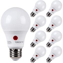 TORCHSTAR 8-Pack Dusk to Dawn LED Light Bulb, Automatic On/Off, Outdoor A19 Light Bulbs, 2700K Soft White, 9W (60W Equivalent), 800LM, LED Security Bulbs for Porch, Garage, UL & Energy Star Certified