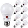 TORCHSTAR 8-Pack Dusk to Dawn LED Light Bulb, Automatic On/Off, Outdoor A19 Light Bulbs, 2700K Soft White, 9W (60W Equivalent), 800LM, LED Security Bulbs for Porch, Garage, UL & Energy Star Certified