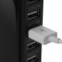 USB Tower Power Adapter 6-Port Smart IC Tech Charging Station with Quick Charge 2.1 for Phone, Tablets, and More (Black)