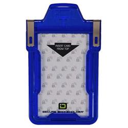 Identity Stronghold - Secure RFID Badge Holder for 1 Card - Heavy Duty Hard Plastic ID Badge Holder - USA Molded and Assembled - FIPS 201 Approved RFID Blocking Security - Blue