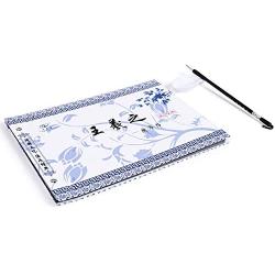 MEGREZ No Ink Chinese Calligraphy Set Brush Water Writing Cloth Paper Wang Xi Zhi LAN Ting Xu Magic Cloth Booklet 16 pcs with Chinese Brush and Water Dish for Beginners Practice Set