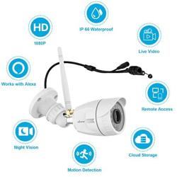 Outdoor Security Camera, Wansview 1080P Wireless WiFi Home Surveillance Waterproof Camera with Night Vision, Motion Detection, Remote Access, Compatible with Alexa-W4, White