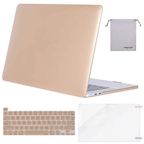 MOSISO Compatible with MacBook Pro 16 inch Case 2020 2019 Release A2141 with Touch Bar Touch ID, Protective Plastic Hard Shell Case & Keyboard Cover & Screen Protector & Storage Bag, Gold