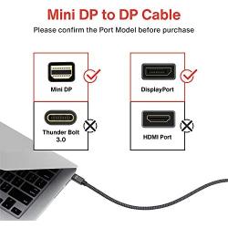 Mini DisplayPort to DisplayPort(Mini DP to DP) Cable, 6.6 Feet,4K@60Hz / 2K@144Hz, iVANKY DisplayPort to Mini DisplayPort(Thunderbolt Compatible) Cable - Grey