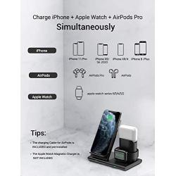 Seneo Wireless Charger, 3 in 1 Wireless Charging Station for Apple Watch, AirPods Pro/2, Detachable and Magnetic Wireless Charging Stand for iPhone 11 Pro Max/X/XS/XR/8Plus(NO QC 3.0 Adapter)