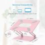 Boyata Laptop Stand, Adjustable Ergonomic Laptop Holder, Aluminium Alloy Notebook Stand Compatible for MacBook Pro/Air, Dell XPS, Lenovo, Samsung Laptops Up to 17 inches-Pink
