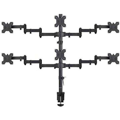 Suptek Hex LED LCD Monitor Stand up Desk Mount Extra Tall 31.5 inch Pole Heavy Duty Fully Adjustable Stand for 6 / Six Screens up to 27 inch (MD68126)