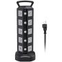 Power Strip Surge Protector Tower JACKYLED Electric Charging Station 13A 18 AC Outlets 4 USB Ports with 16AWG 6.5ft Heavy Duty Extension Cord for Home Office Computer Laptop Black Grey