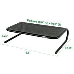 Allsop Large Metal Art Monitor Stand, 18-Inch wide platform holds 50 lbs with keyboard storage space - Black (30336)