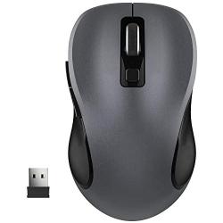 WisFox 2.4G Wireless Mouse for Laptop, Ergonomic Computer Mouse with USB Receiver and 3 Adjustable Levels, 6 Button Cordless Mouse Wireless Mice for Windows Mac PC Notebook (Grey)